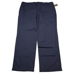 NWT Pronto Uomo Pants Men 42x32 Flat Front Casual Navy Blue Classic Fit
